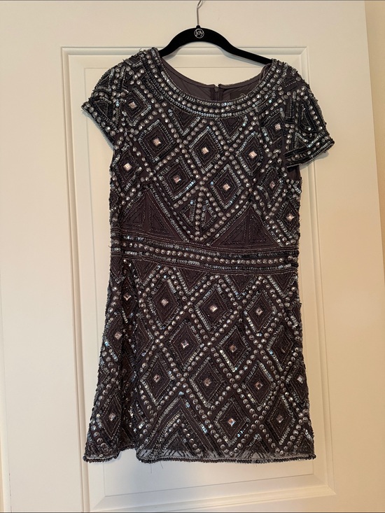 Adrianna Papell Dresses & Skirts - Adrianna Papell Grey Beaded Mini Dress